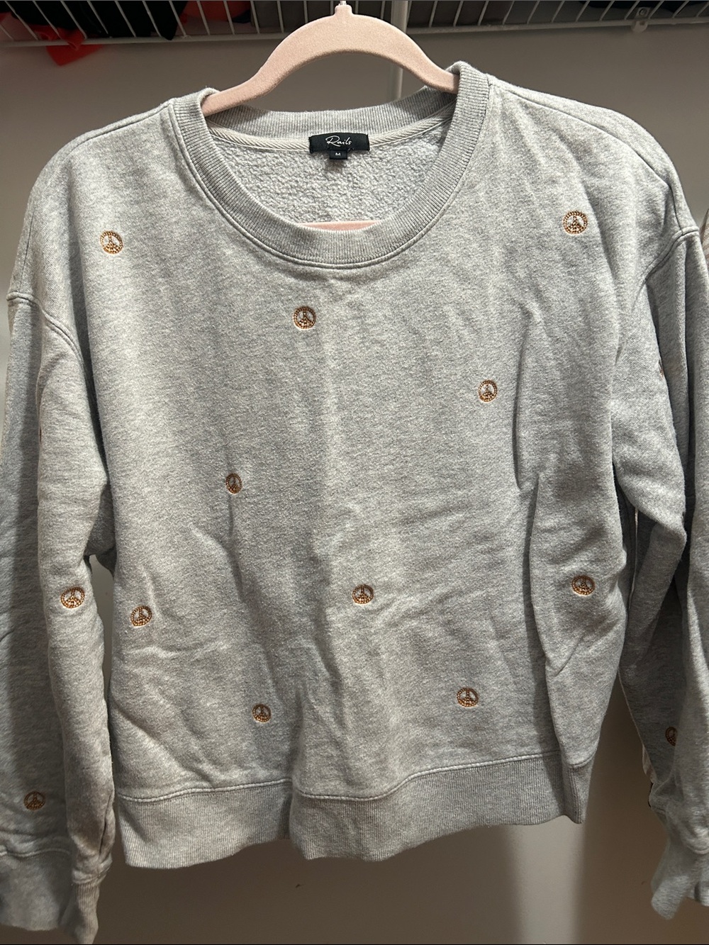 Rails Light Gray Sweatshirt with Gold Embroidered Dots